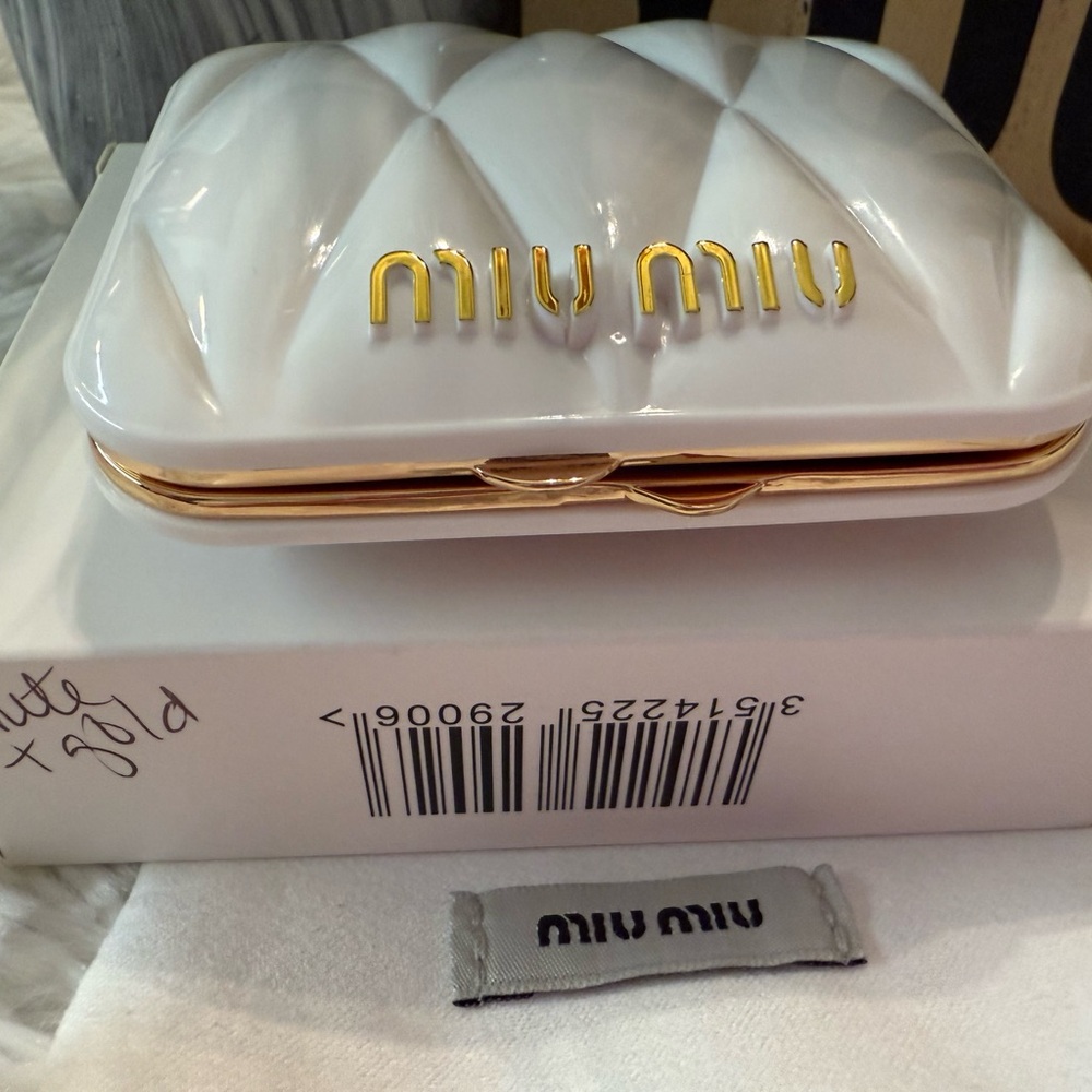 NWT Authentic Miu Miu Classic Crisp White Double Sided Dual Compact Mirror - Picture 5 of 7